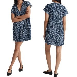 Madewell Button-Front V-Neck Mini Dress